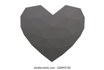 Gray heart isolated on white background. Geometric rumpled triangular low poly origami style gradient graphic illustration. Vector polygonal design for your business.