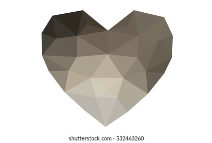 Gray heart isolated on white background. Geometric rumpled triangular low poly origami style gradient graphic illustration. Vector polygonal design for your business.