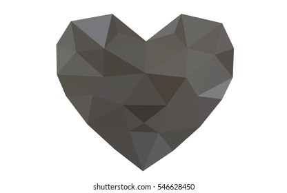 Gray heart isolated on white background. Geometric rumpled triangular low poly origami style gradient graphic illustration. Vector polygonal design for your business.
