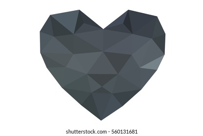 Gray heart isolated on white background. Geometric rumpled triangular low poly origami style gradient graphic illustration. Vector polygonal design for your business.