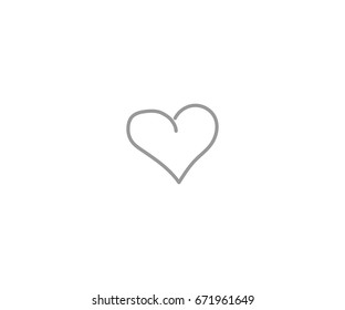 The gray heart isolated on white background