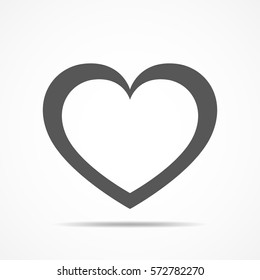 Gray heart for the Valentine's day. Abstract heart on light background in flat design. Vector illustration.