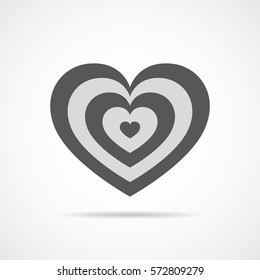 Gray heart for the Valentine's day. Abstract heart on light background in flat design. Vector illustration.