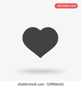 Gray heart vector icon on gray background, love sign and symbol