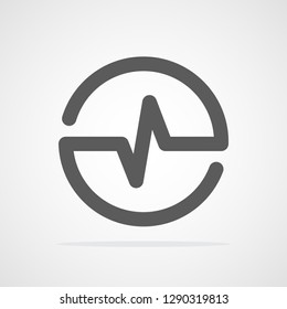 Gray Heartbeat icon in the circle. Vector illustration. Medical concept in flat design. Heart Rate