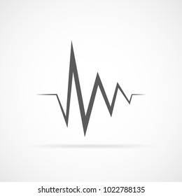 Gray heartbeat icon in flat design. Vector illustration. Heartbeat sign isolated.