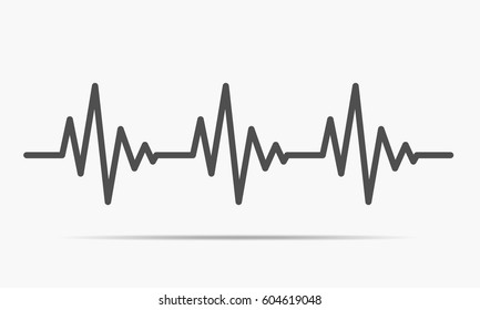Gray heartbeat icon. Vector illustration. Heartbeat sign in flat design.