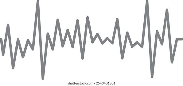 Gray heartbeat line pulses on a white background, symbolizing life and health. Perfect for medical concepts, it represents technology and well being