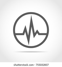Gray heartbeat sign in the circle. Vector illustration. Medical concept.