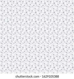 Gray hearts on a white  background. Seamless pattern. Ready template for design, postcards, print, poster, party, Valentine's day, vintage textile.