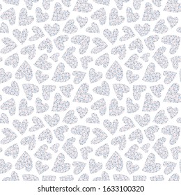 Gray hearts on a white  background. Seamless pattern. Ready template for design, postcards, print, poster, party, Valentine's day, vintage textile.