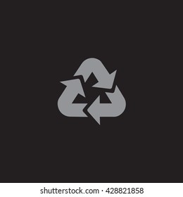 Gray Heavy Fat Bold recycle Vector Icon on black background