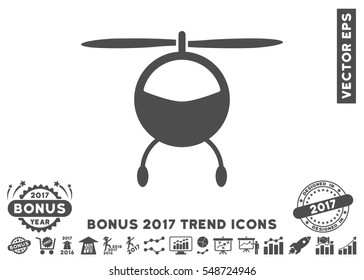 Gray Helicopter icon with bonus 2017 year trend pictograph collection. Vector illustration style is flat iconic symbols, white background.