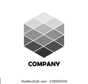 Gray hexagon Bright white on a white background.logo design.Vector box of  square  hexagon Stacked together . Used in printing and web.impossible.cube.icon.Geometry.flat