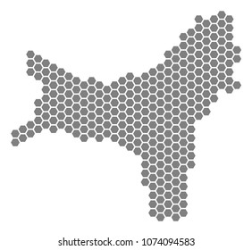 Gray hexagon Christmas Island Map. Vector geographic map in grey color on a white background. Vector collage of Christmas Island Map composed of hexagonal items.