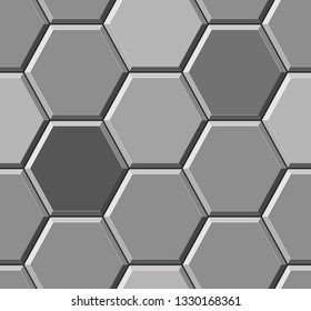 Gray hexagonal paving slabs. Seamless pattern. Vector illustration