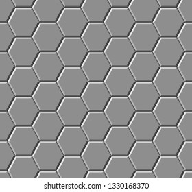 Gray hexagonal paving slabs. Seamless pattern. Vector illustration