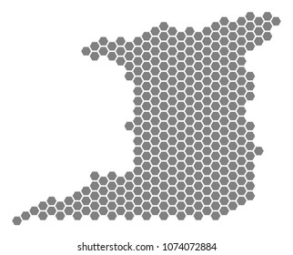Gray hexagonal Trinidad Island Map. Vector geographical map in grey color on a white background. Vector composition of Trinidad Island Map designed of hexagonal spots.
