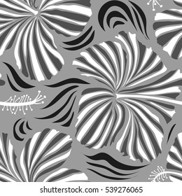 Gray hibiscus. Vector with tropical flowers in watercolor style. Vector illustration.