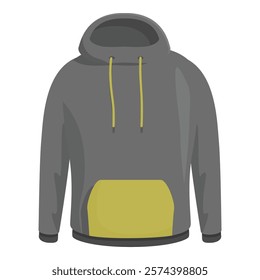 Gray hoodie sweatshirt with yellow pocket, perfect for showcasing your designs and promoting a casual and comfortable style