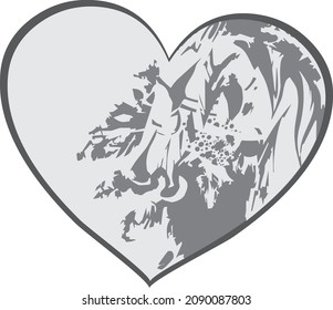Gray horse heart on a white background for holidays and events. Symbol of love for textiles, wallpaper and posters, postcards, web icons, emblems, logos, prints on T-shirts, fabric products, etc.