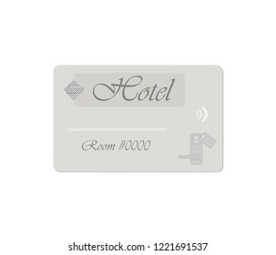 Gray hotel RFID key card isolated on white background. Vector template.