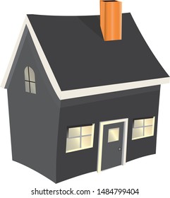 Gray house and contrasting white background