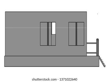 Gray house on a white background. Vector