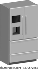 frigorífico doméstico gris en paralelo al estilo 3D realista, aislado en fondo transparente
