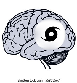 gray human brain with sign