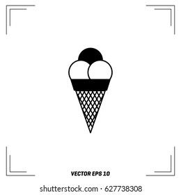 Gray Ice Cream icon isolated on background. Modern simple flat summer food sign. Business, internet concept. Trendy sweet vector symbol for website design, web button, mobile app. Logo illustration