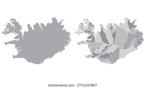 Gray Iceland map icons. Iceland map icon. Vector.