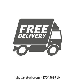 Gray icon FREE DELIVERY. White background. Vector illustration.