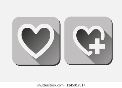 Gray icon of hearts.