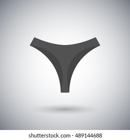 Gray icon panties with shadow, isolated on a gray background, design element of underwear, vector illustration.