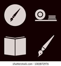 gray icon set with brush, plates shelf and open book vector illustration