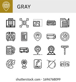 conjunto de iconos grises. Colección de marcador de posición, calculador, libra, cambio de tamaño, bus, medidor eléctrico, sin bombas, limpiaparabrisas, paleta, vuelta, sin bomba, iconos giratorios