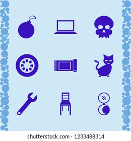 gray icon. gray vector icons set christmas ball, carpet, laptop and pocket mirror