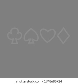 
Gray icons on gray background playing card suits