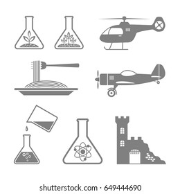 Gray icons set on white background
