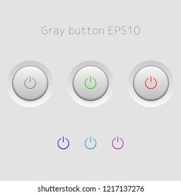 gray icons, vector illustration, realistic set of round buttons