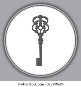 Gray Illustration of vintage Key - vector 