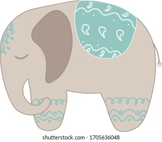Сute gray indian elephant in vector