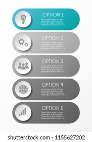 Gray infograph with business icons. Vector.