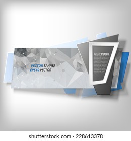 Gray Infographic banner, modern abstract design for infographics, business design template, origami styled vector illustration.