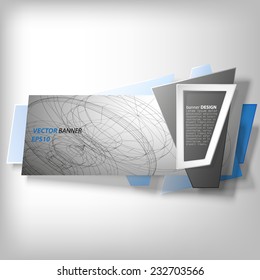 Gray Infographic banner, modern abstract banner design for infographics, business design and website template, origami styled vector illustration.