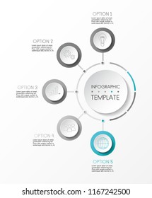 Gray infographic with business icons. Vector.
