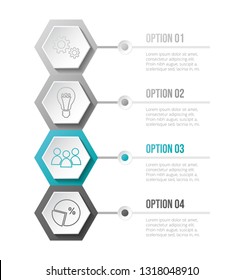 Gray infographic with business icons. Vector