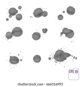 Salpicaduras de tinta gris en estilo acuarela