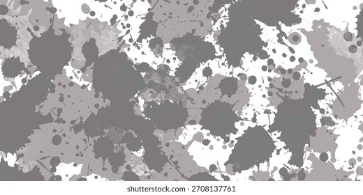 La tinta gris salpica y cae creando el modelo abstracto en blanco aislado en el fondo blanco